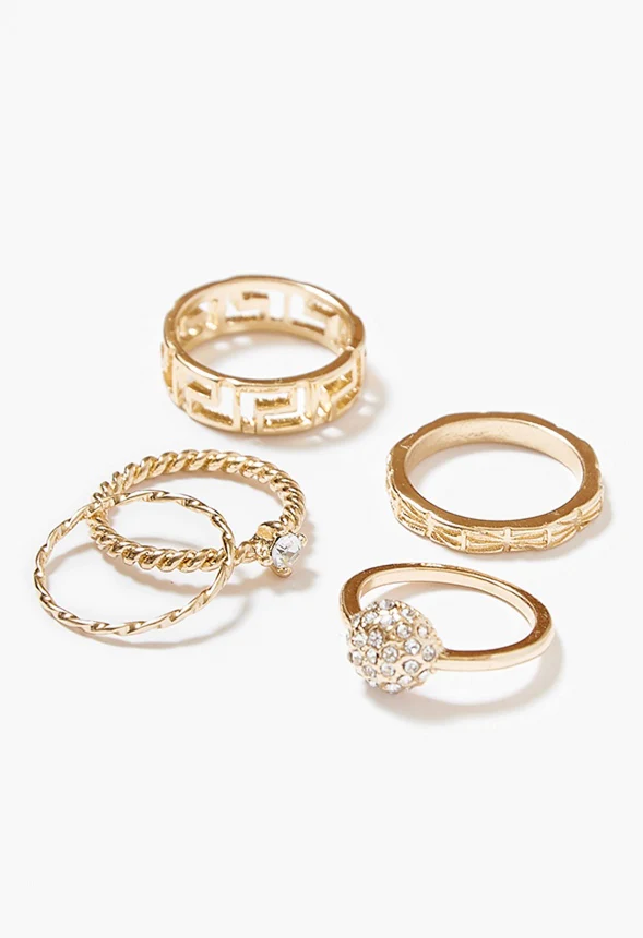 Arlette Script And Rhinestone Ring Set - Image 3