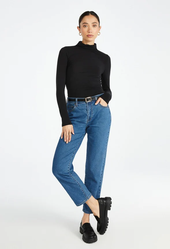 Asher Mid Rise Comfort Ankle Straight Jeans - Image 4