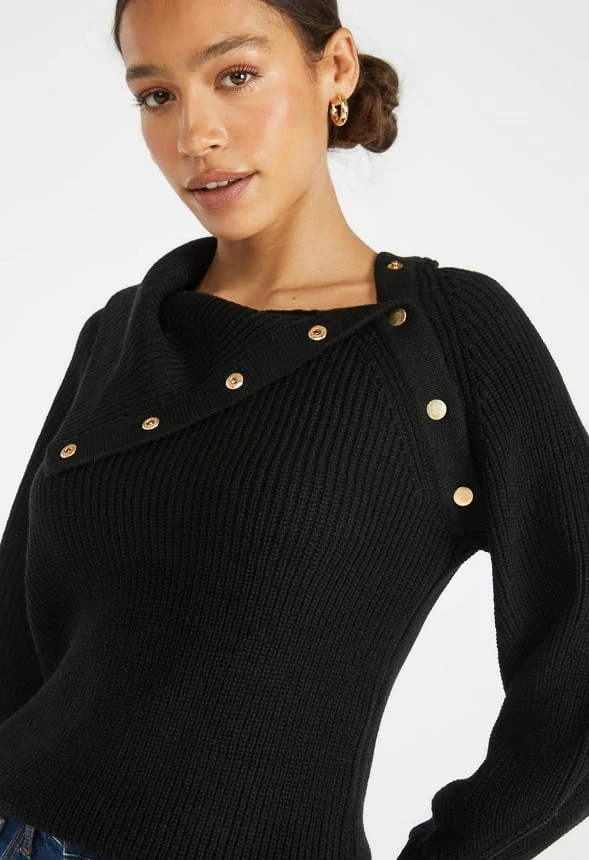 Asymmetrical Foldover Sweater - Image 4