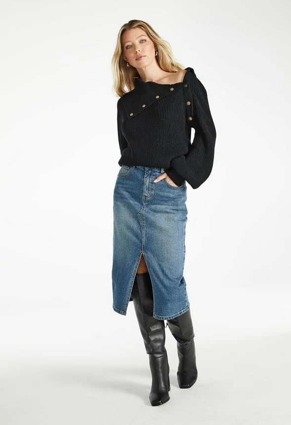 Asymmetrical Foldover Sweater - Image 6