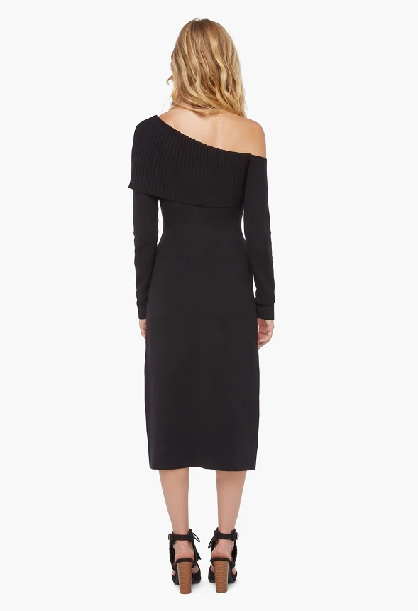Asymmetrical Midi Sweater Dress - Image 3