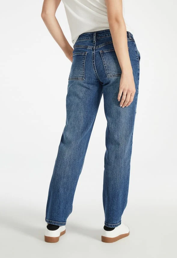 Avery Seamed Cargo Straight Leg Jeans - Image 2