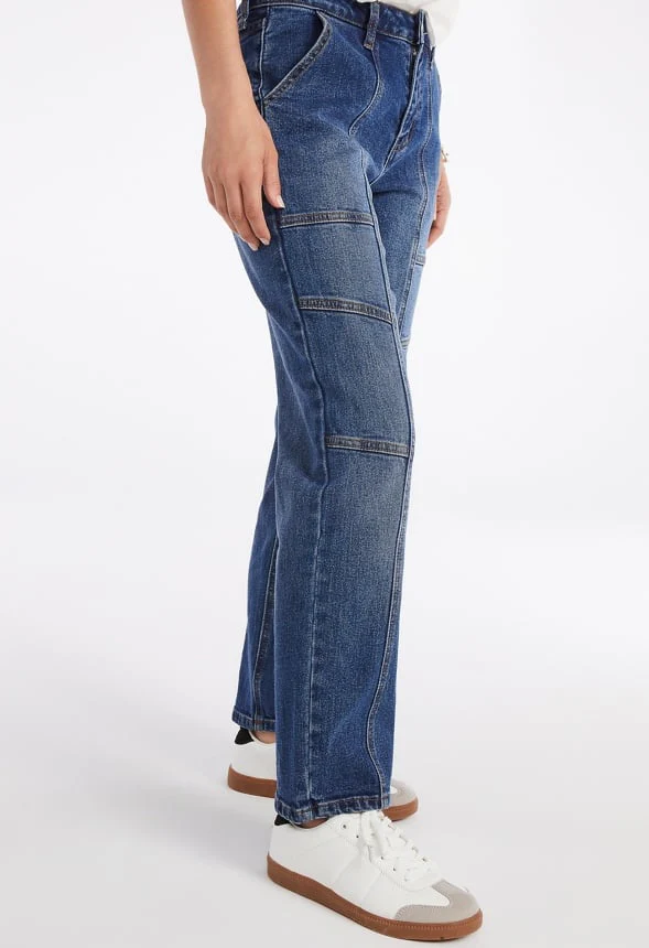 Avery Seamed Cargo Straight Leg Jeans - Image 3