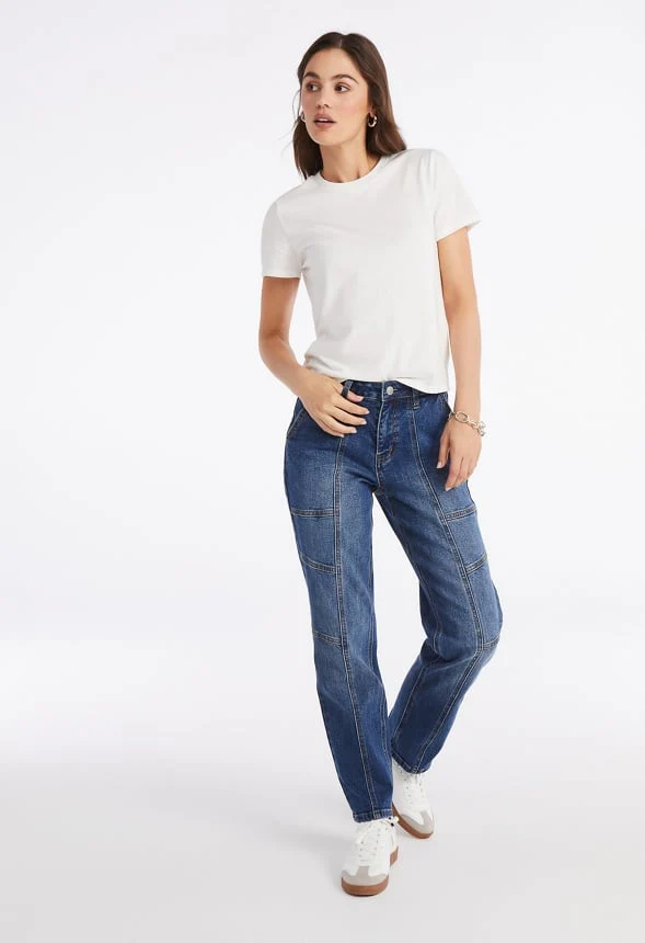 Avery Seamed Cargo Straight Leg Jeans - Image 4