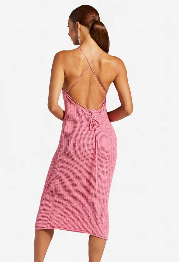 Back Lace Midi Sweater Dress - Image 2
