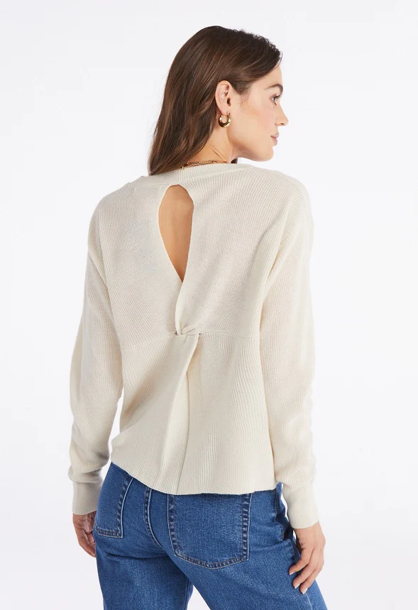 Back Slit Knit Pullover Sweater - Image 2