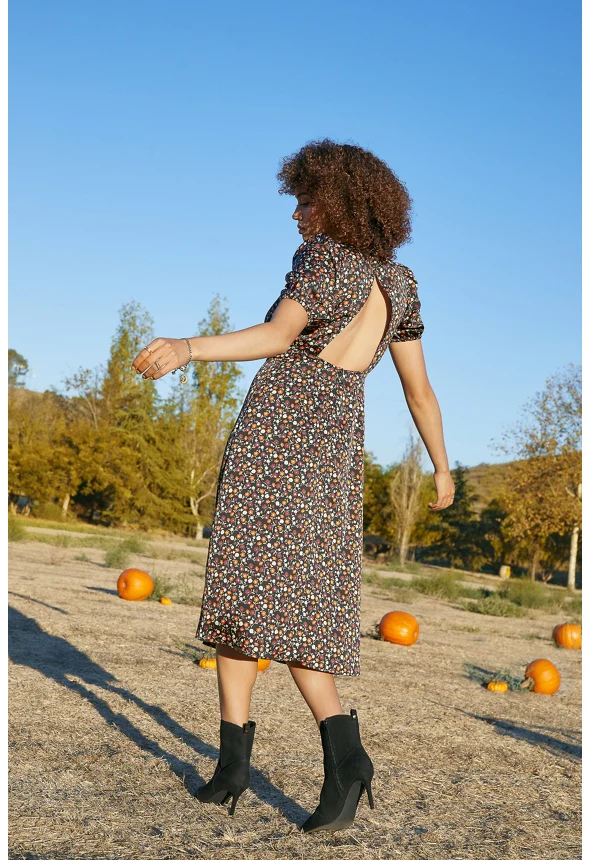 Balloon Sleeve Midi Dress - Image 2