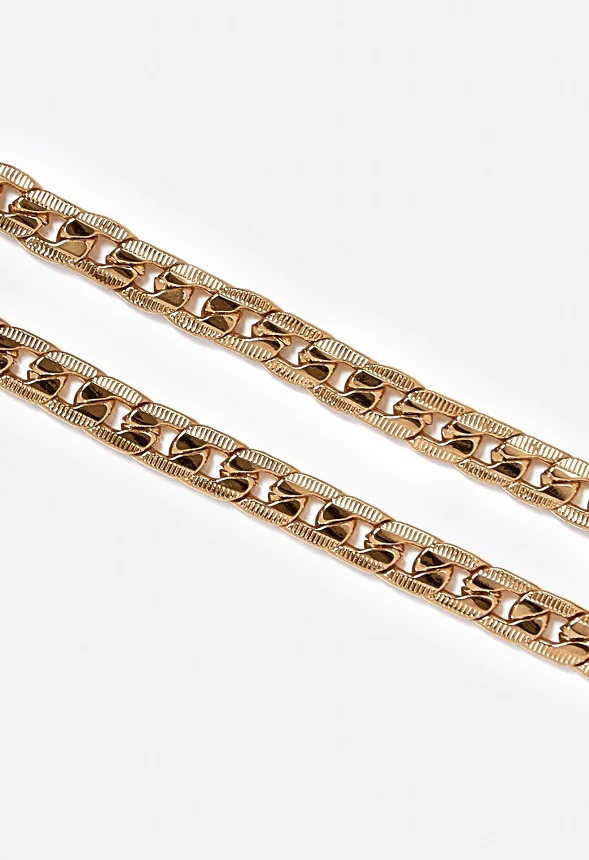 Beah 2 Row Anklet With Etched Curb Chain - Image 2