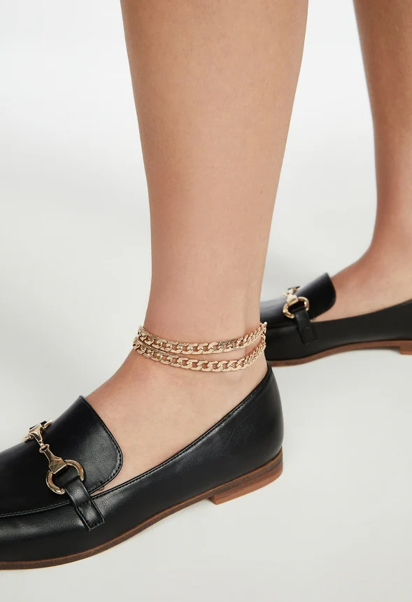 Beah 2 Row Anklet With Etched Curb Chain - Image 3