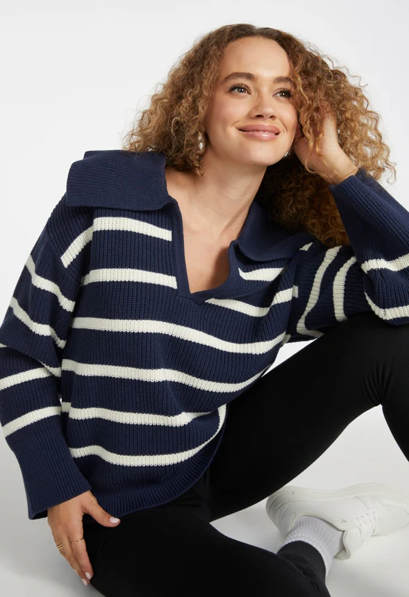 Bell Collar Long Sleeve Sweater - Image 2