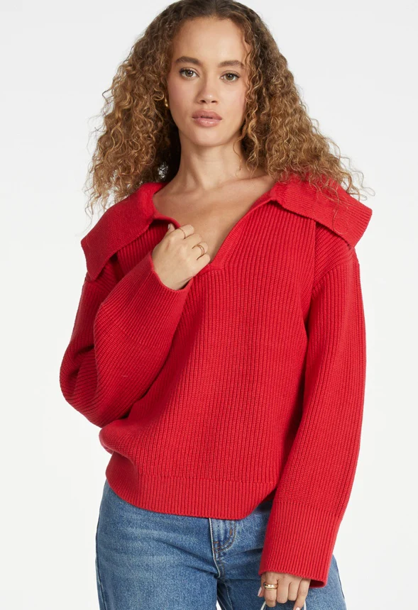 Bell Collar Long Sleeve Sweater - Image 3