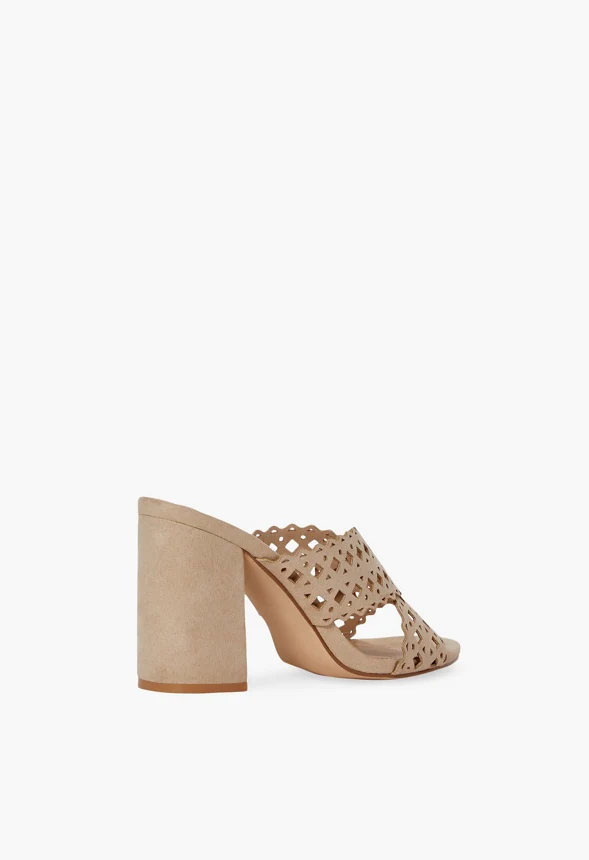 Bell Laser-Cut Heeled Mule Sandal - Image 3