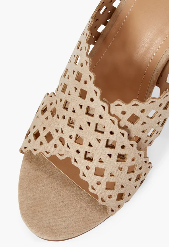 Bell Laser-Cut Heeled Mule Sandal - Image 4