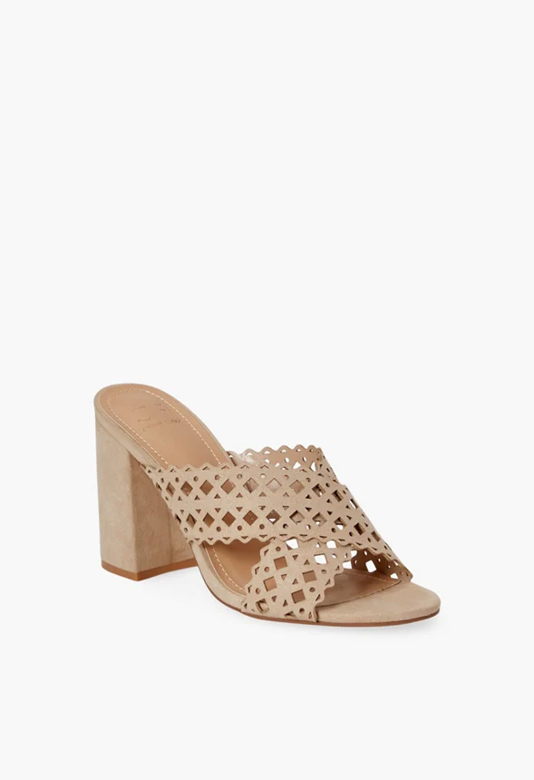 Bell Laser-Cut Heeled Mule Sandal - Image 5