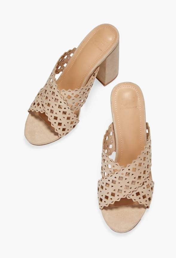 Bell Laser-Cut Heeled Mule Sandal - Image 6