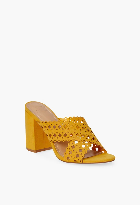 Bell Laser-Cut Heeled Mule Sandal - Image 2