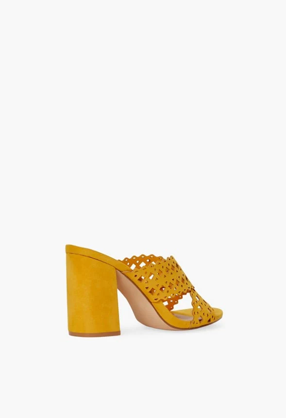 Bell Laser-Cut Heeled Mule Sandal - Image 3