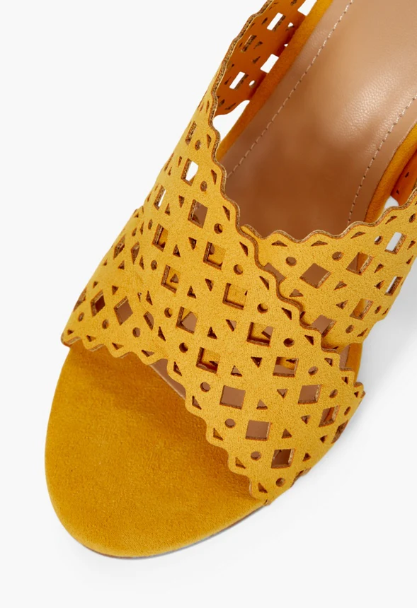 Bell Laser-Cut Heeled Mule Sandal - Image 4