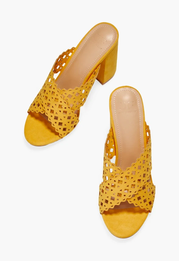 Bell Laser-Cut Heeled Mule Sandal - Image 6