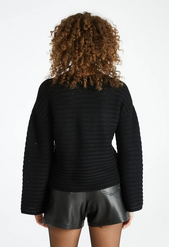 Bell Sleeve Crochet Sweater - Image 2