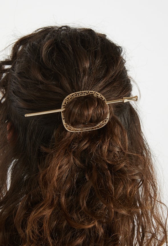 Bella Geometric Cut Out Pattern Hair Ring With Pin - Image 2