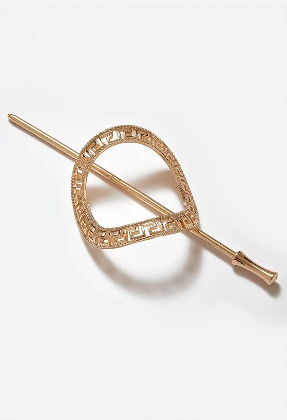 Bella Geometric Cut Out Pattern Hair Ring With Pin - Image 3