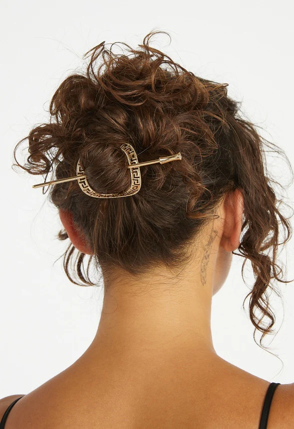 Bella Geometric Cut Out Pattern Hair Ring With Pin - Image 4