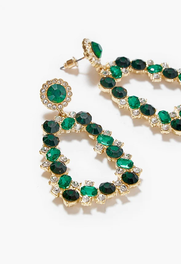 Bella Ornate Jeweled Fashion Drop Earrings - Image 2