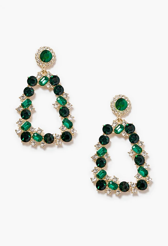 Bella Ornate Jeweled Fashion Drop Earrings - Image 3