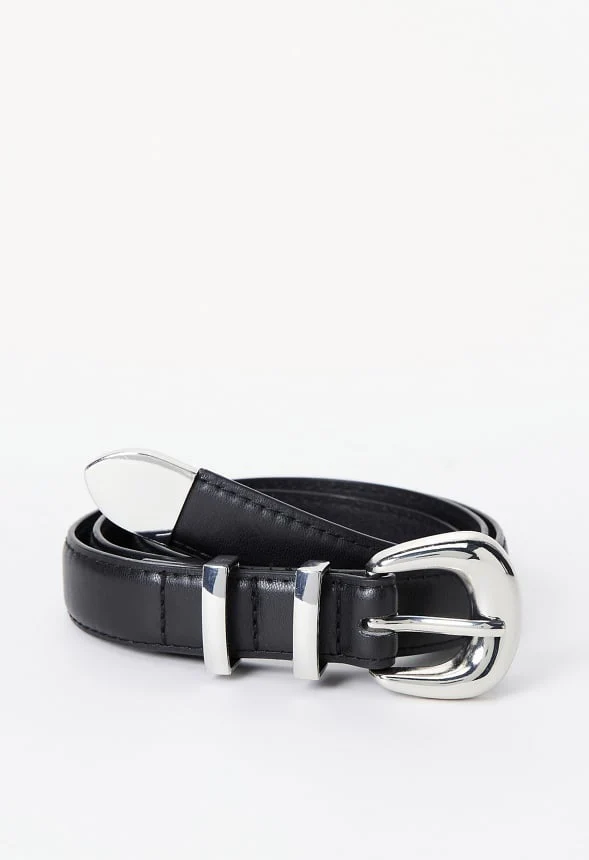 Belt With Metal Buckle And Tip - Image 2