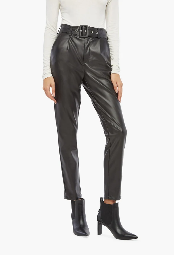 Belted Faux Leather Pants - Image 2