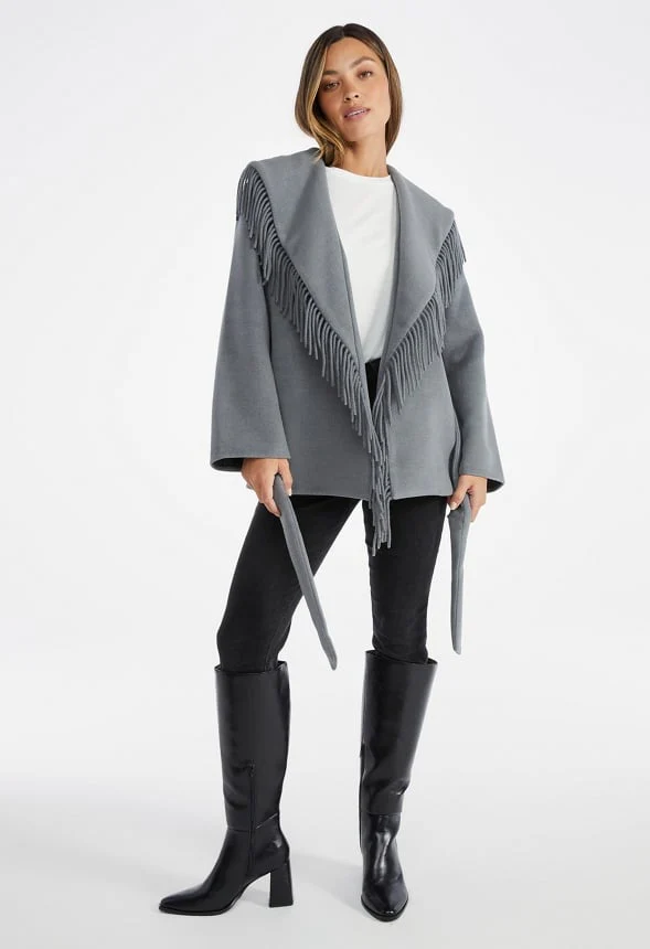 Belted Fringe Coat - Image 5