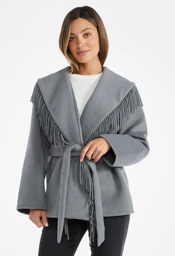 Belted Fringe Coat - Image 7