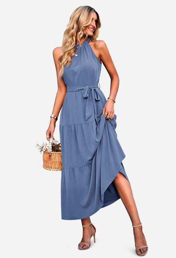 Belted Ruffle Maxi Sun Dress - Image 2