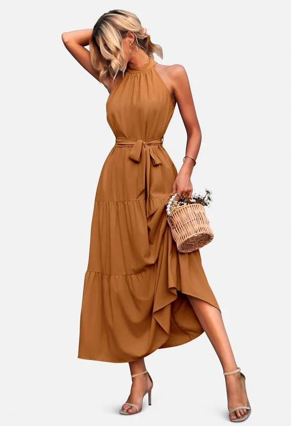 Belted Ruffle Maxi Sun Dress - Image 2
