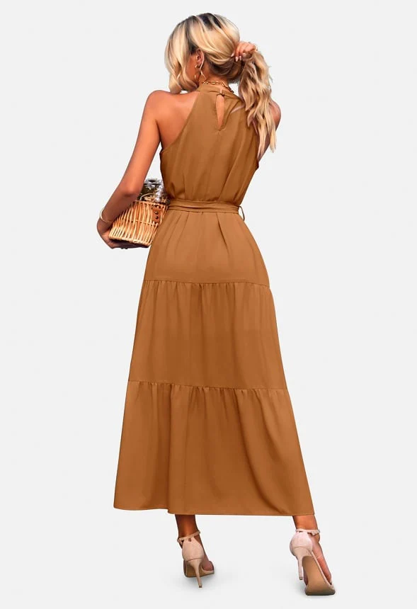 Belted Ruffle Maxi Sun Dress - Image 3
