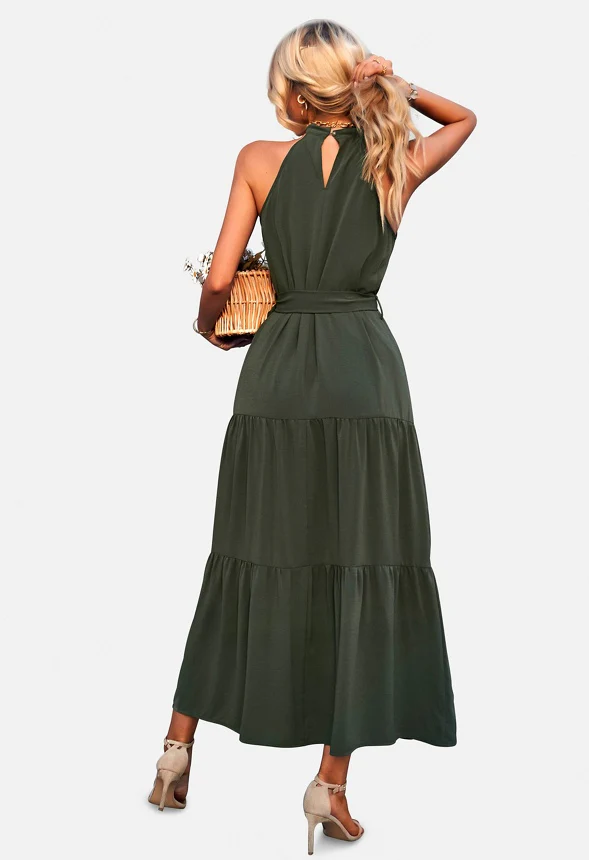 Belted Ruffle Maxi Sun Dress - Image 3