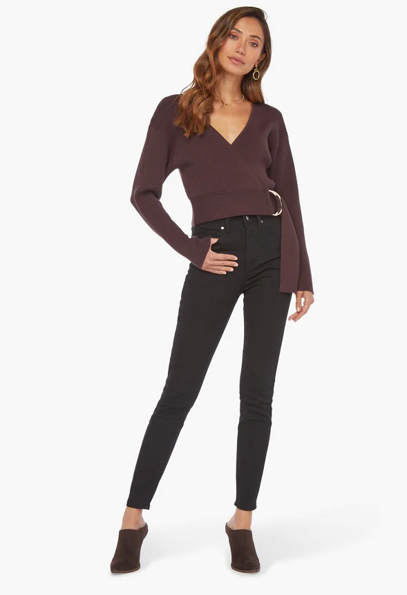 Belted Wrap Sweater - Image 3