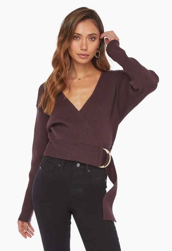 Belted Wrap Sweater - Image 4