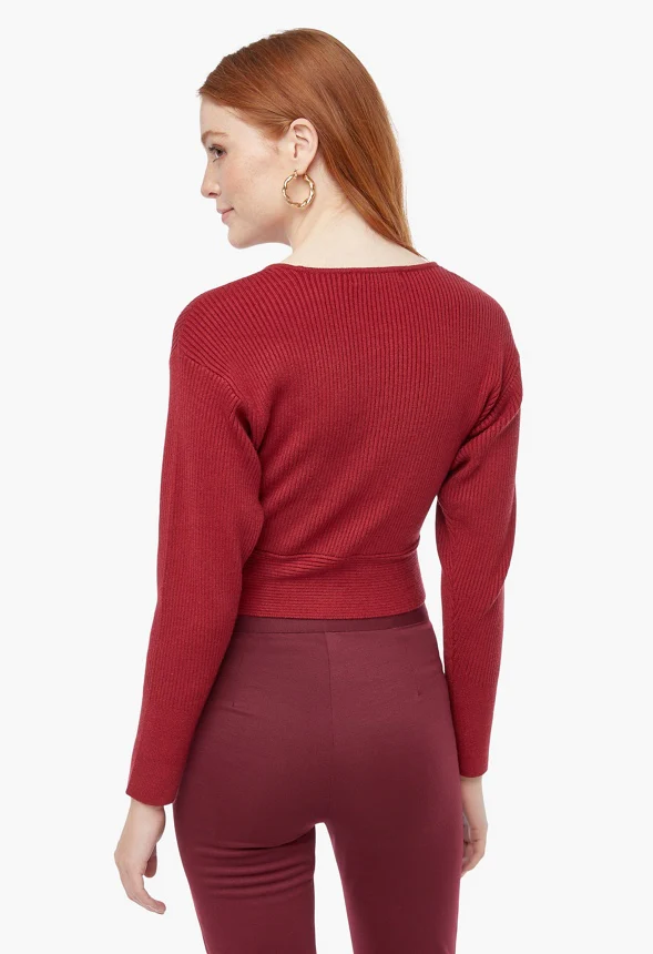 Belted Wrap Sweater - Image 2