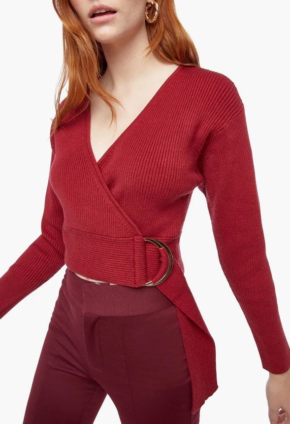 Belted Wrap Sweater - Image 4