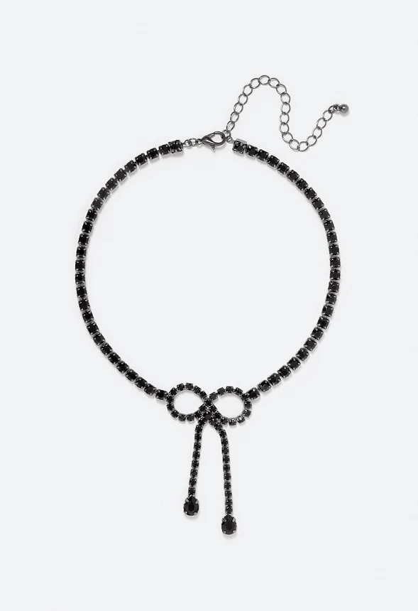 Birdie Glass Stone & Teardrop Bow Choker - Image 2
