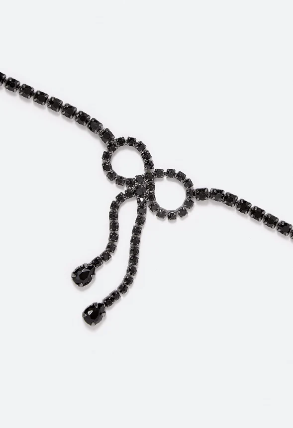 Birdie Glass Stone & Teardrop Bow Choker - Image 3