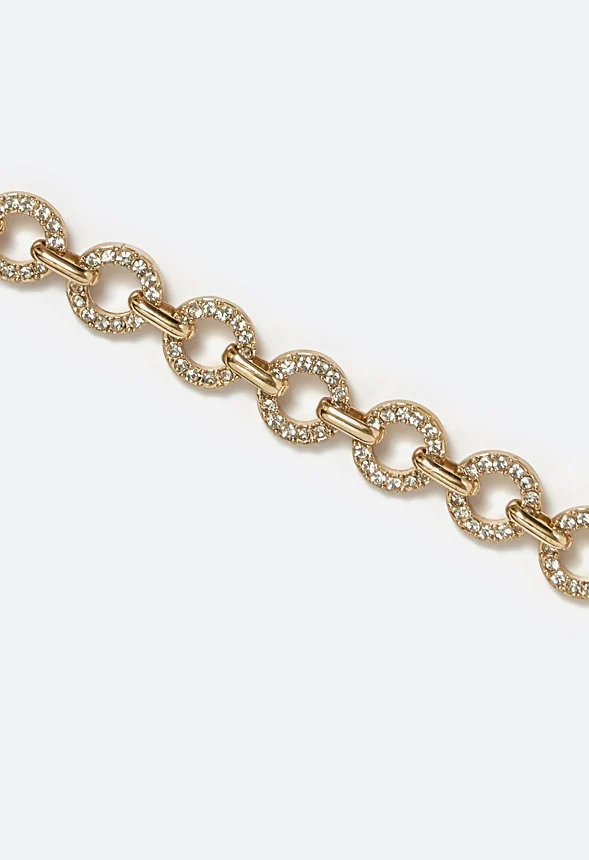 Blair Glass Rhinestone Set Linked Rings Chain Bracelet - Image 3