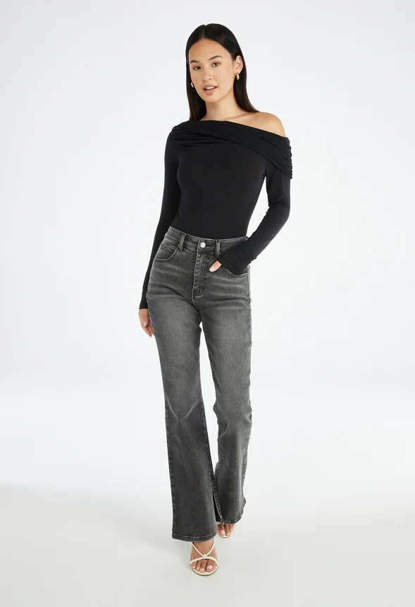 Blair High Rise Tummy Tamer Slit Flare Jeans - Image 5