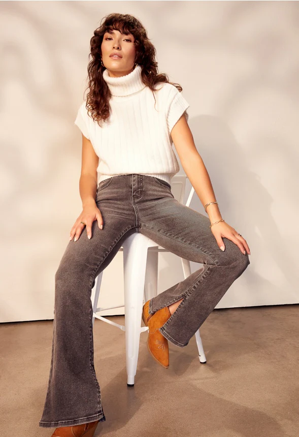 Blair High Rise Tummy Tamer Slit Flare Jeans - Image 6