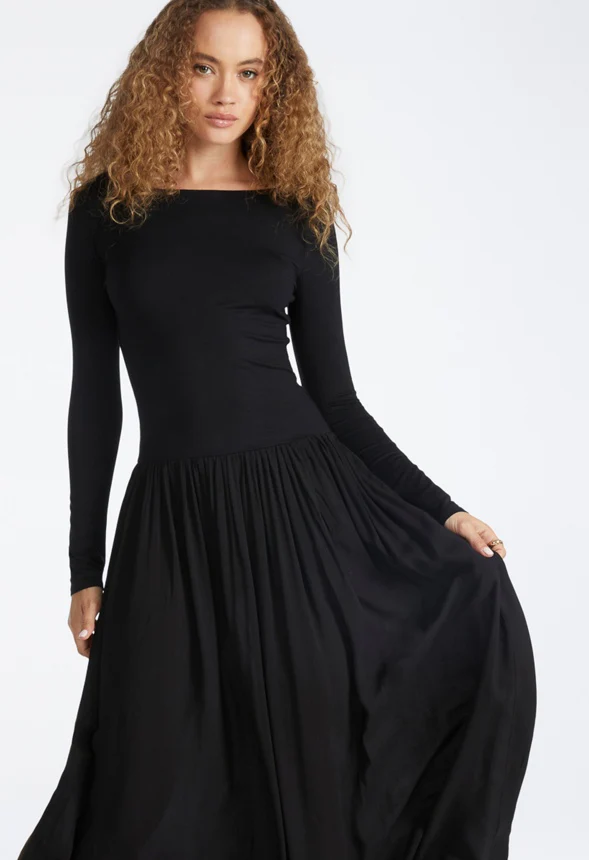 Boatneck Long Sleeve Maxi Dress - Image 3