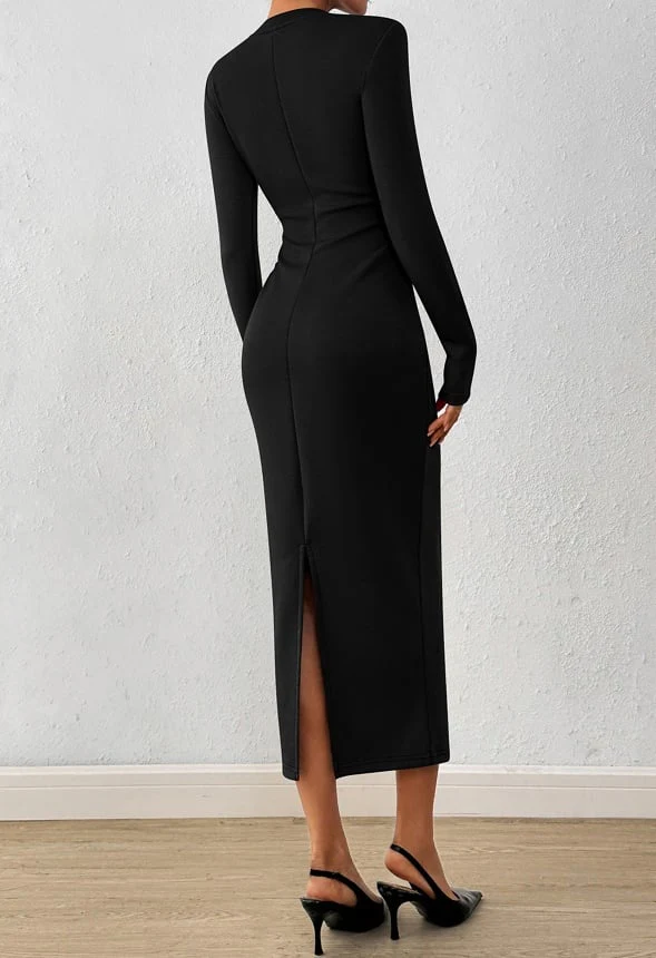 Bodycon Tie Waist Midi Dress - Image 3