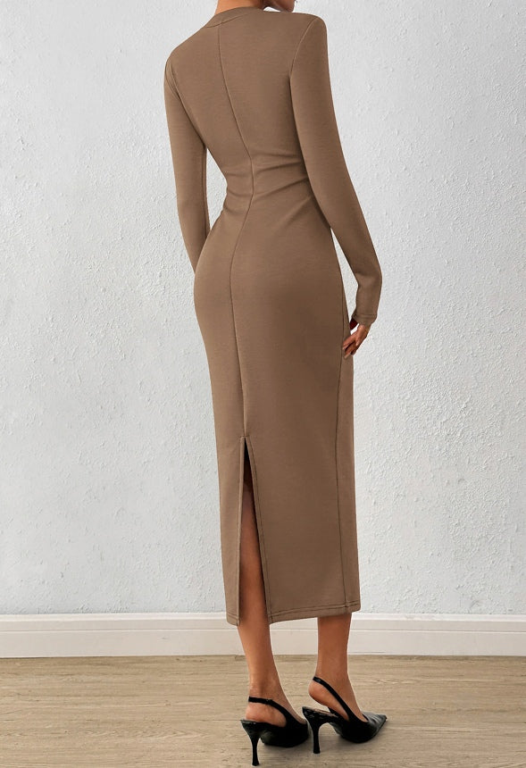 Bodycon Tie Waist Midi Dress - Image 3