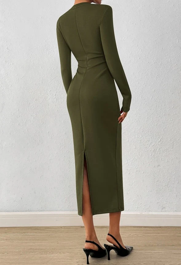 Bodycon Tie Waist Midi Dress - Image 3